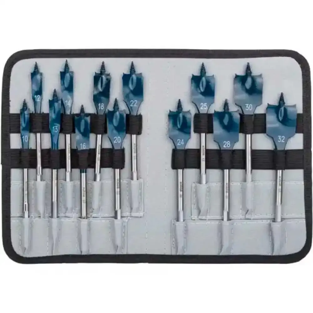 Kit Brocas Chatas Encaixe 1/4 POL p/ Madeira Estojo 13 Peças 10-32 MM X 152 MM BOSCH — fotografia 2