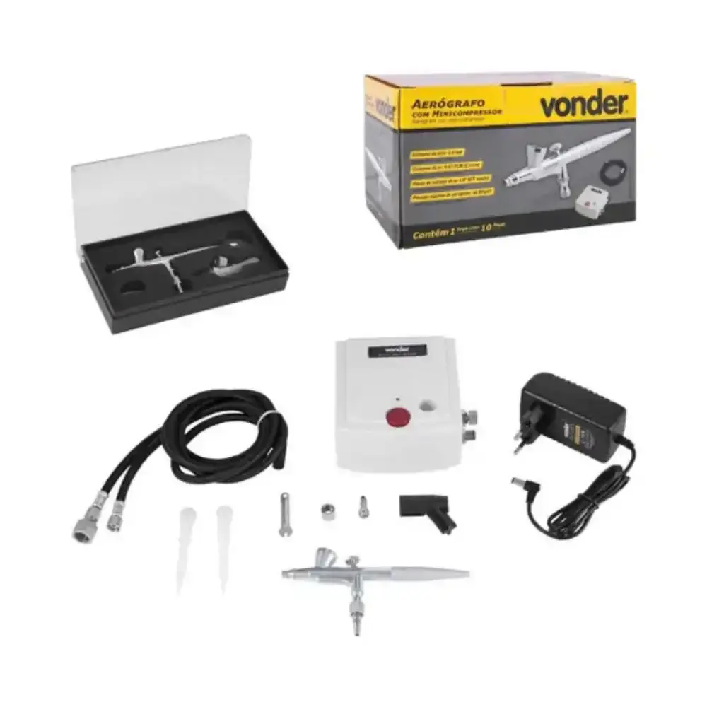 Kit aerógrafo com minicompressor 100V-240V bivolt 62.20.010.000 Vonder — fotografia 12