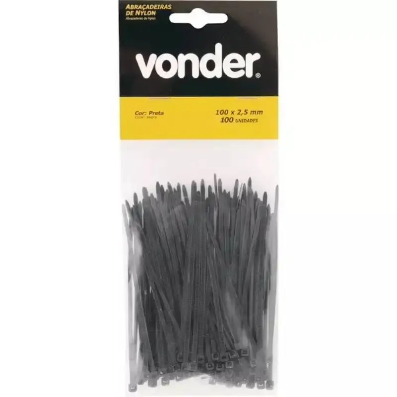 Abraçadeira de Nylon 100 x 2.5 MM Kit c/ 1.000 Unidades Preto VONDER — fotografia 2