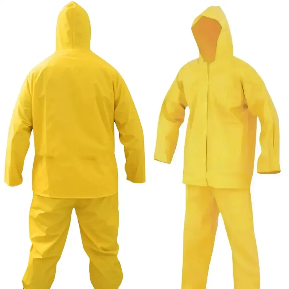Conjunto capa de chuva e calça em PVC forrado amarelo Evald GG — fotografia 3