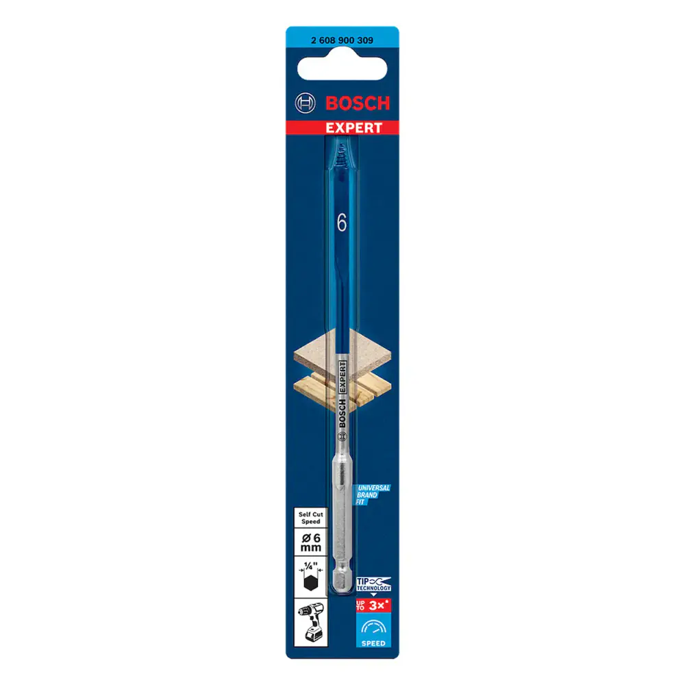 Broca chata para madeira Bosch EXPERT Self Cut Speed 6 x 152mm — fotografia de referência