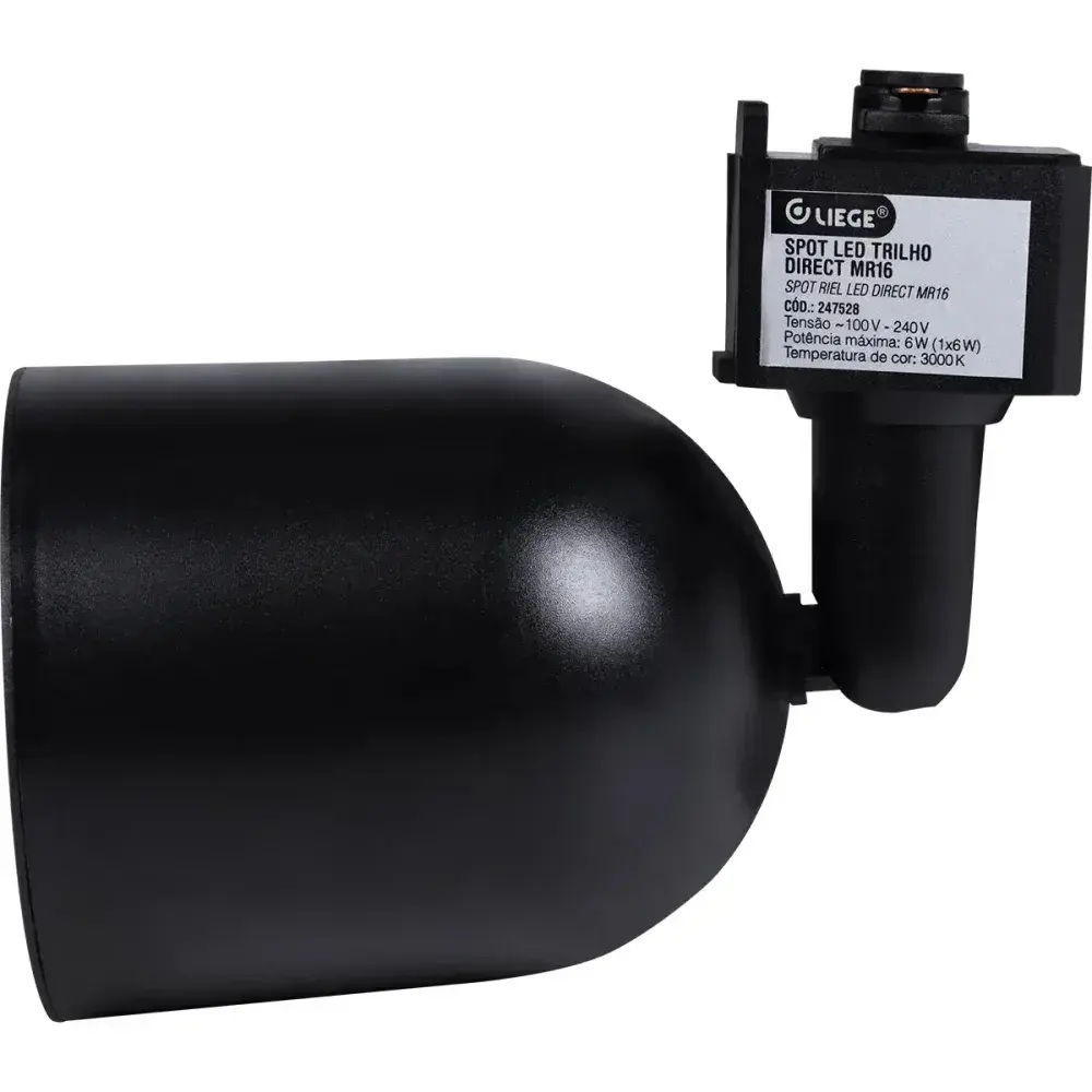 Spot led para trilho 6W 3000K 450LM bivolt preto Liege — fotografia 6
