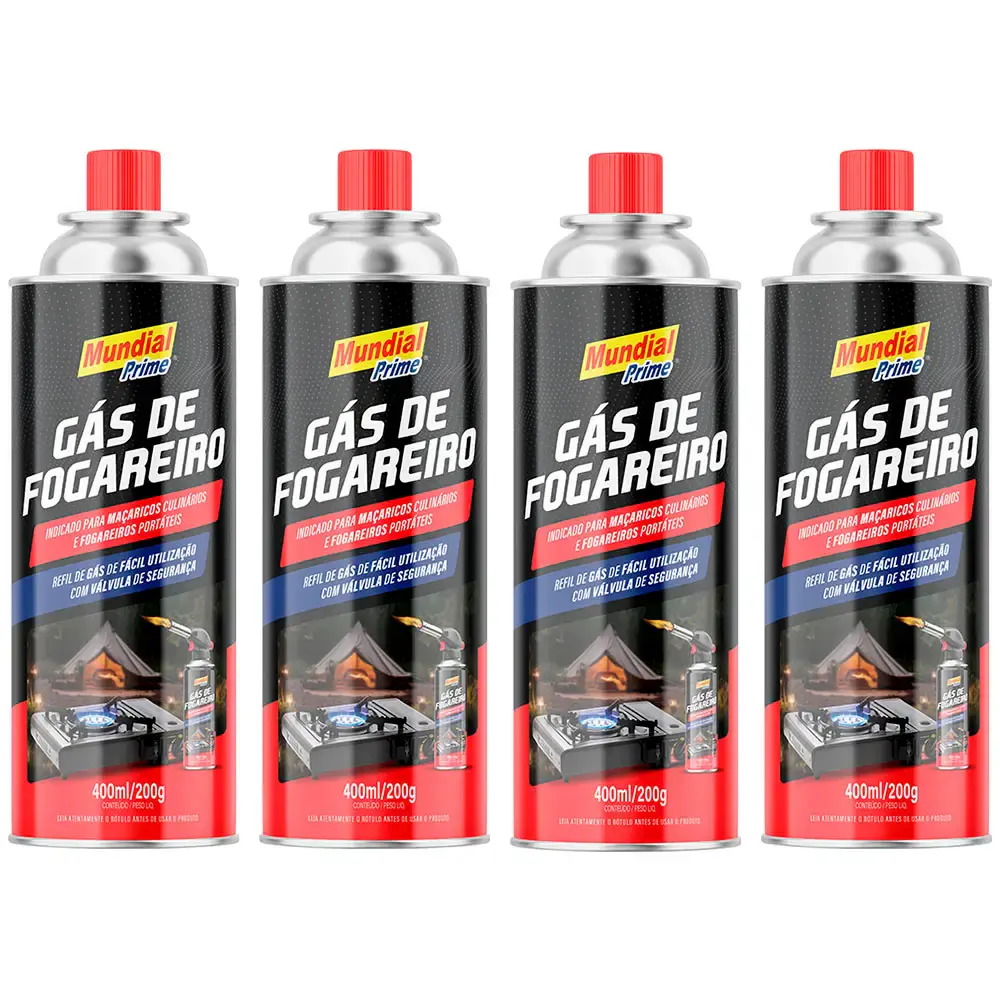 Gás para maçarico e fogareiro 400ML 4 unidades aeroflex Mundial — fotografia de referência