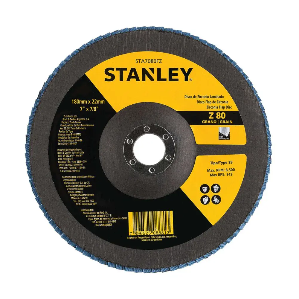 Disco flap fibra cônico 7" x 7/8" Z80 Stanley — fotografia de referência