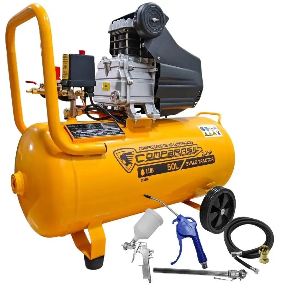 Compressor portátil lub 8,6 pés 2HP 50L com kit 5 peças evald tractor Compbrasil 110 V — fotografia 2