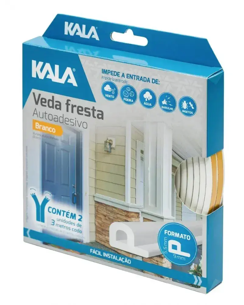 Veda fresta autoadesivo p 9X5,5MM-6M branco Kala — fotografia 6