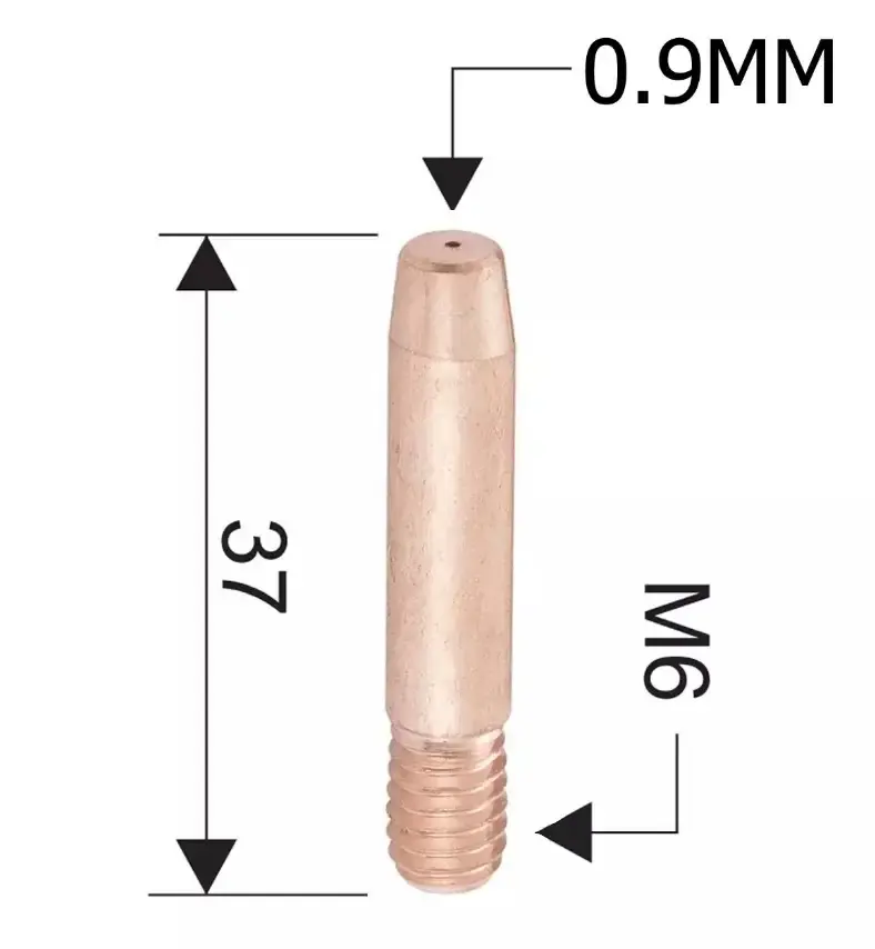 Tocha mig tubo de contato 0,9 x 37 x M6 5 unidades Oximig — fotografia 5