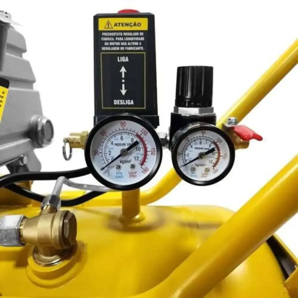 Compressor de ar 2,5HP 8 pés 43 litros lubrificado com kit multiuso 6 peças Tekna 110 V — fotografia 10