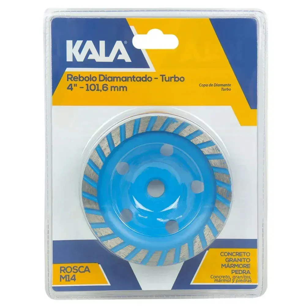 Rebolo diamantado turbo em aço 4” 101,6MM Kala — fotografia 10
