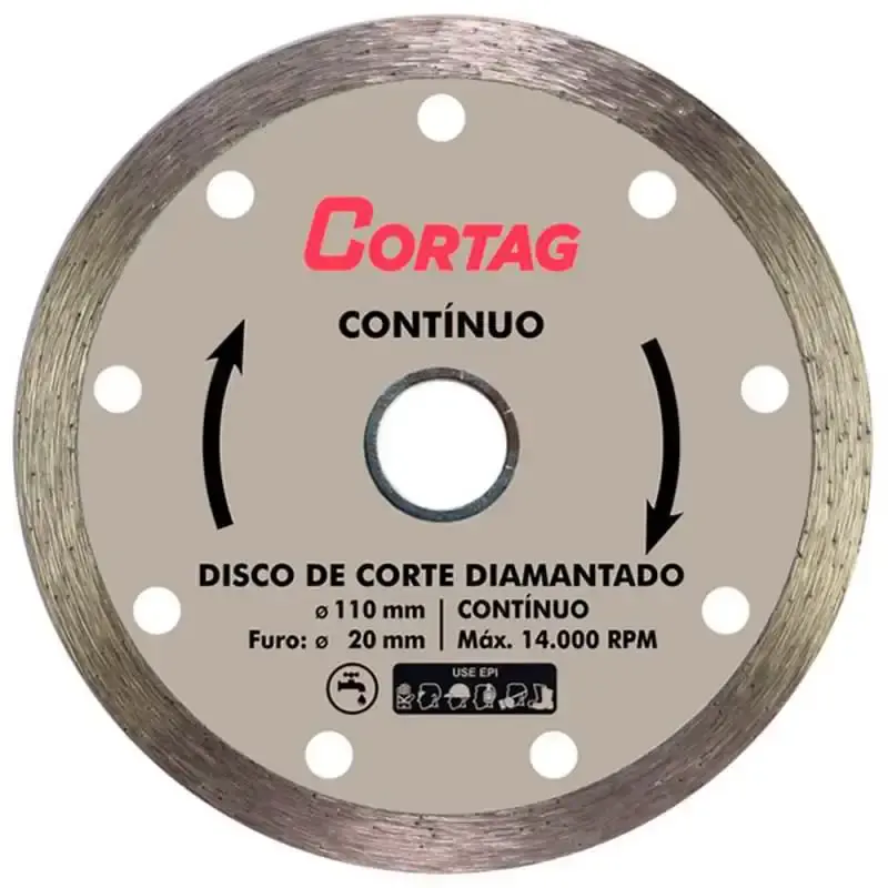 Disco de corte diamantado 4.3/8 POL turbo para cerâmica. azulejo. telha e tijolo 60697 Cortag