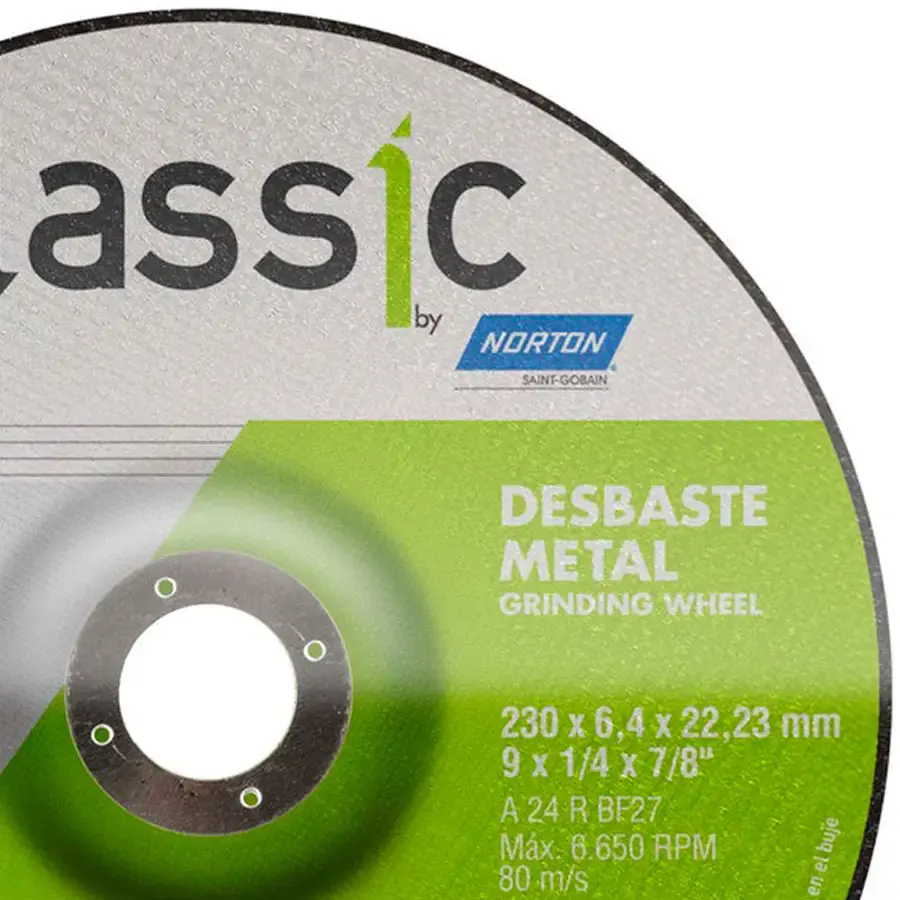 Disco de Desbaste Metal 9 POL x 6.4 MM Furo 7/8 POL Classic NORTON — fotografia 3