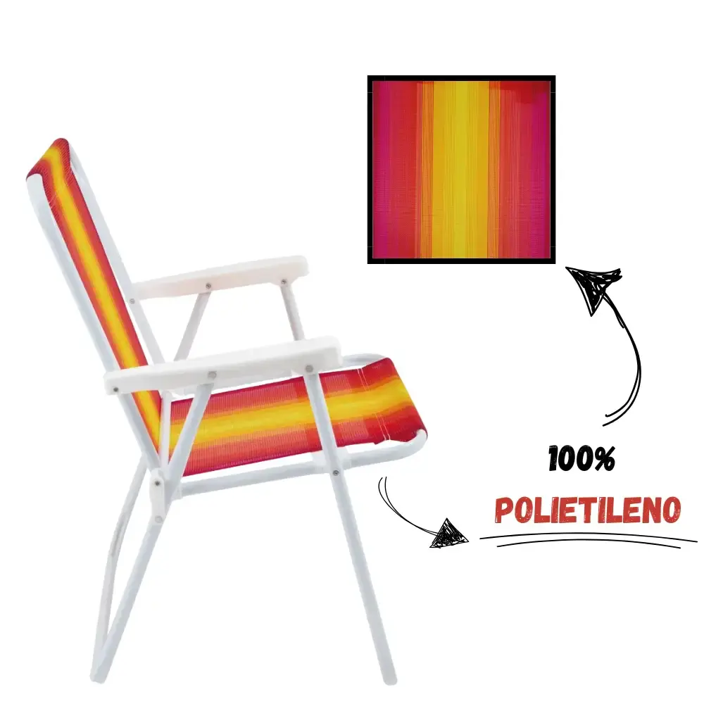 Cadeira de praia alta em alumínio vermelho com amarelo 2238 Mor — fotografia 4