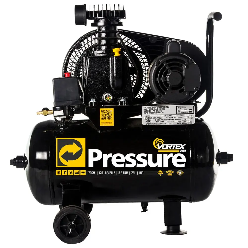Compressor de ar vortex 200 7PCM 120PSI 28L mono Pressure — fotografia de referência