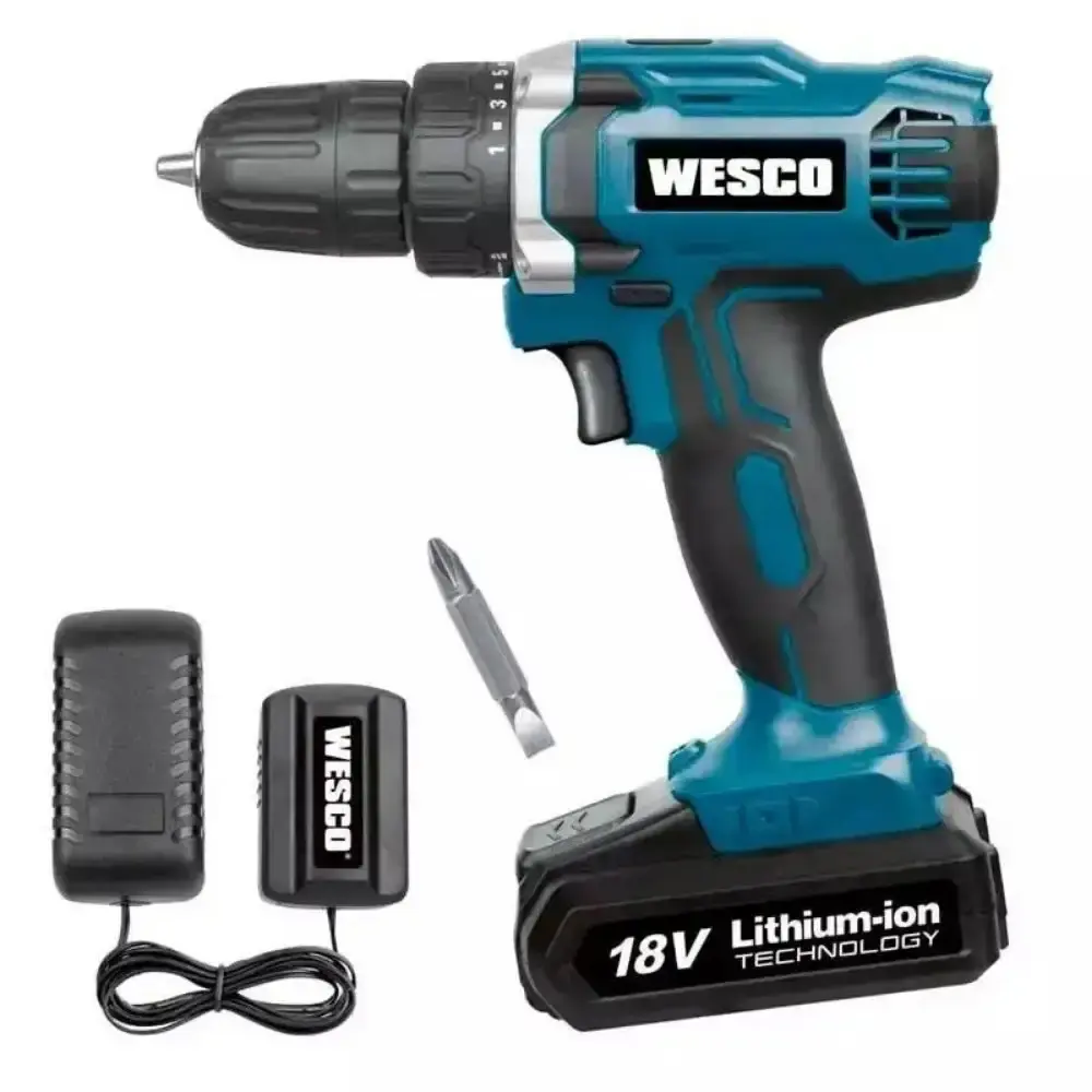 Parafusadeira e furadeira 18V com bateria e carregador compressor de ar portátil 160PSI 18V com 3 bicos Wesco — fotografia 4