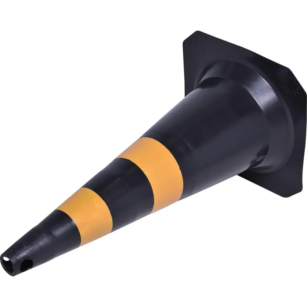 Cone para sinalização em pvc amarelo e preto 75CM Worker — fotografia 5
