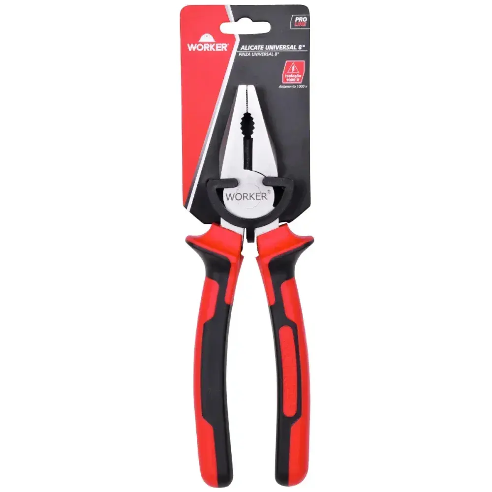 Alicate universal aço carbono 8 com isolação 1000V Worker — fotografia 7
