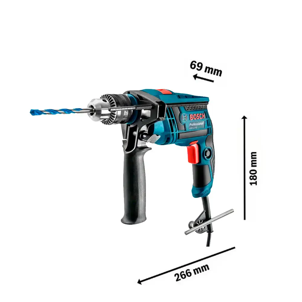 Furadeira impacto 1/2 pol 750W 12B8 com 5 brocas GSB 13RE Bosch 110 V — fotografia 3