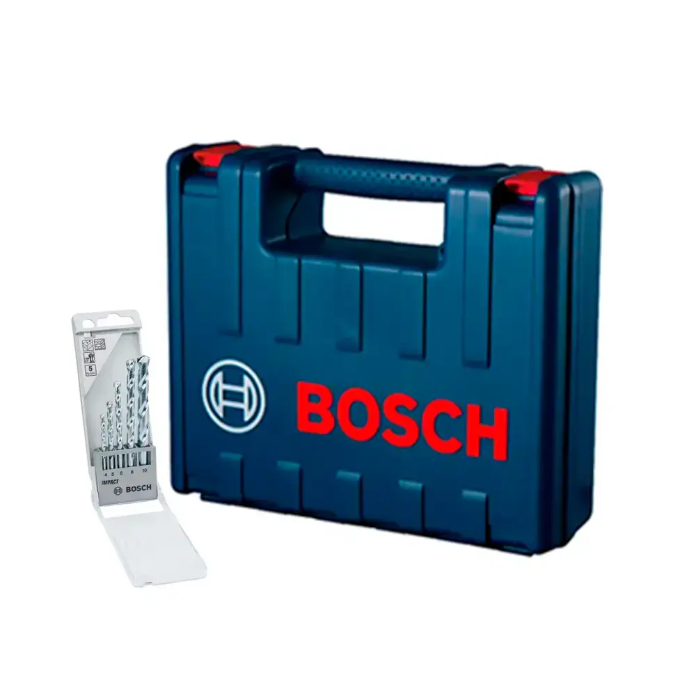 Furadeira impacto 1/2 pol 750W 12B8 com 5 brocas GSB 13RE Bosch 110 V — fotografia 4