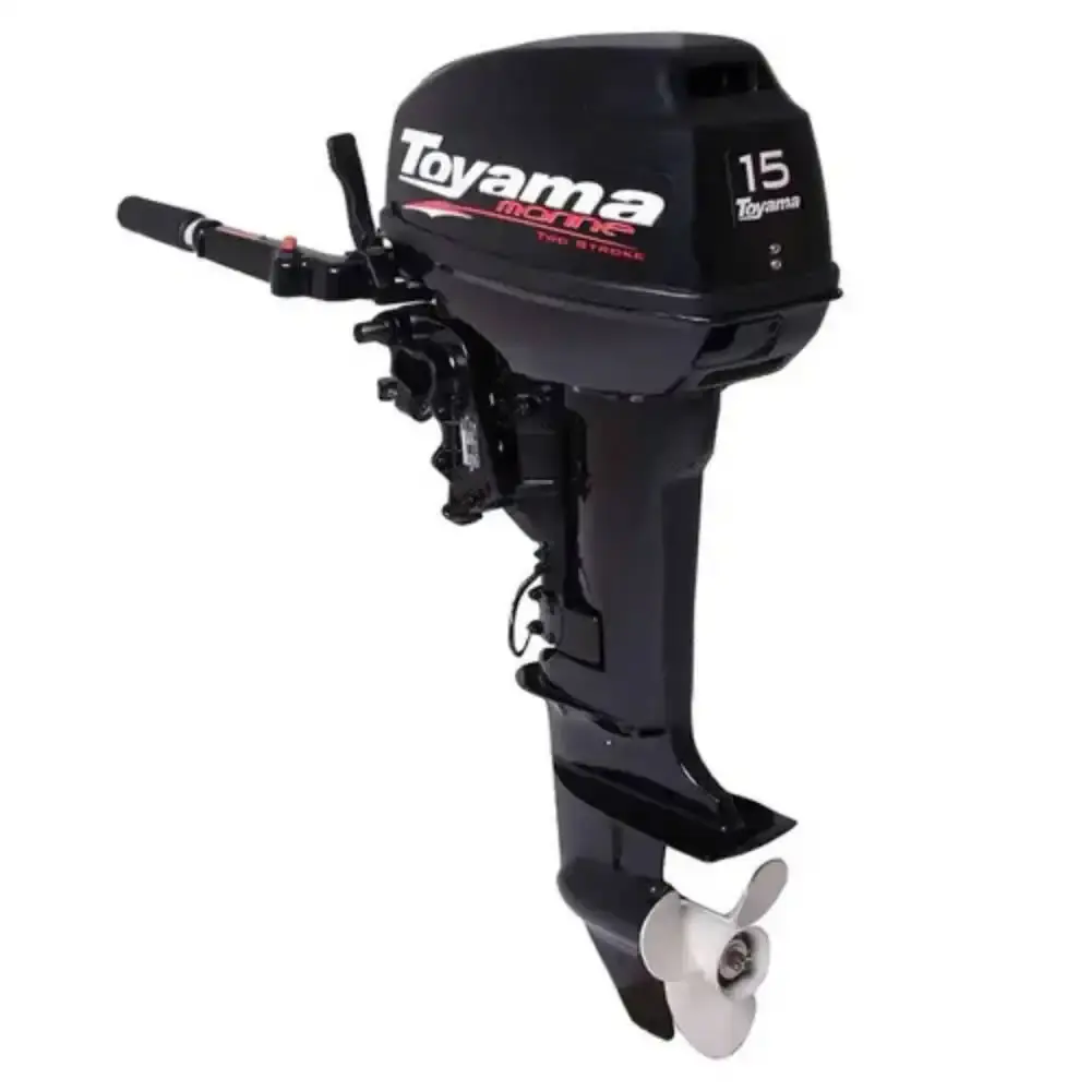 Motor de popa à gasolina 15 HP 2 tempos rabeta curta TM15TS 750-003 Toyama — fotografia de referência