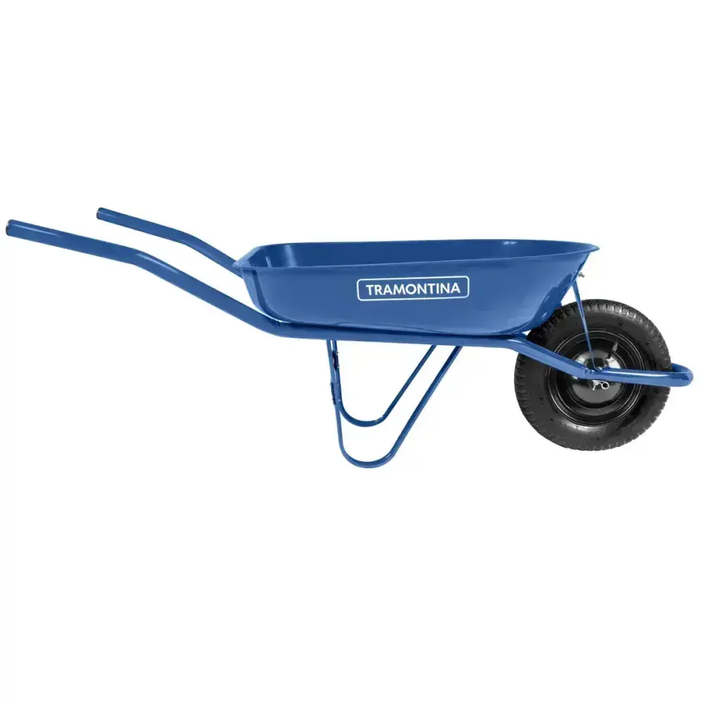 Carrinho de mão metálico caçamba rasa azul 50L Tramontina — fotografia 6
