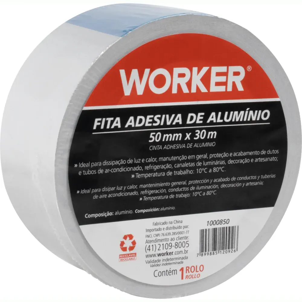 Fita adesiva alumínio 50MM x 30M Worker — fotografia 2