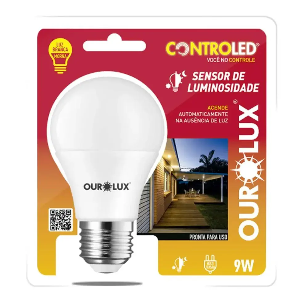 Lamp led sensor ilm. 9W 2700K biv E27 Ourolux — fotografia de referência