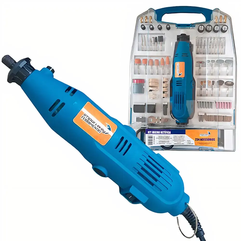 Micro retifica com maleta e kit 234 peças IWKMR234 ImportWay 110 V