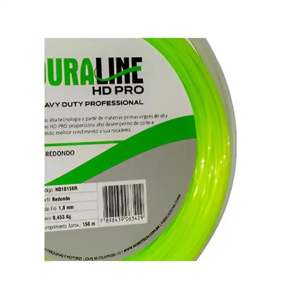 Fio de nylon 1,8 MM redondo blister roçadeira 0,453 KG verde Duraline — fotografia 4