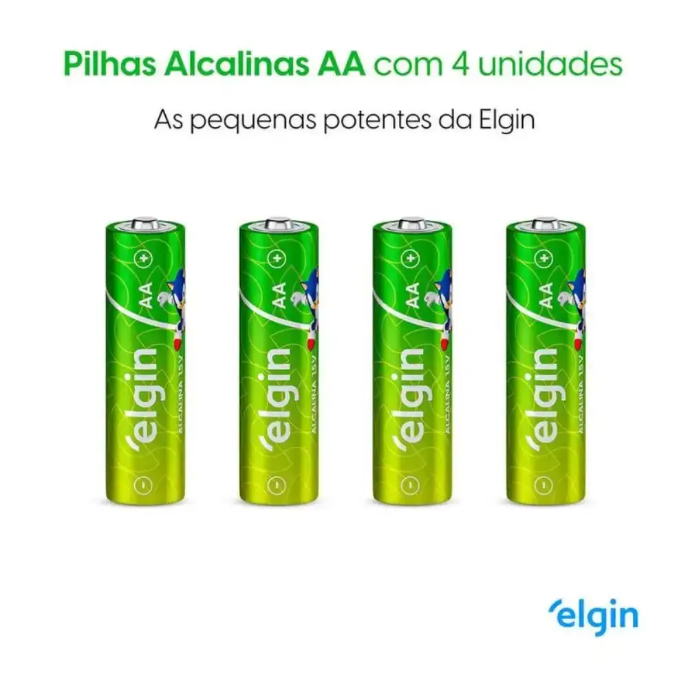 Pilha alcalina comum 1,5V AA 4 peças Elgin — fotografia 2