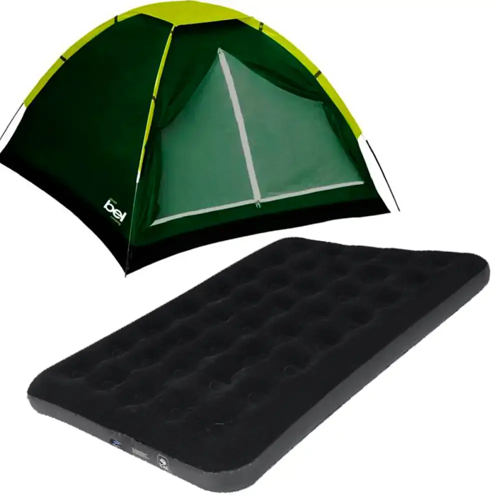 Barraca para Camping Iglu 2 x 2 Metros Até 4 Pessoas BEL + Colchão Inflável Casal — fotografia de referência