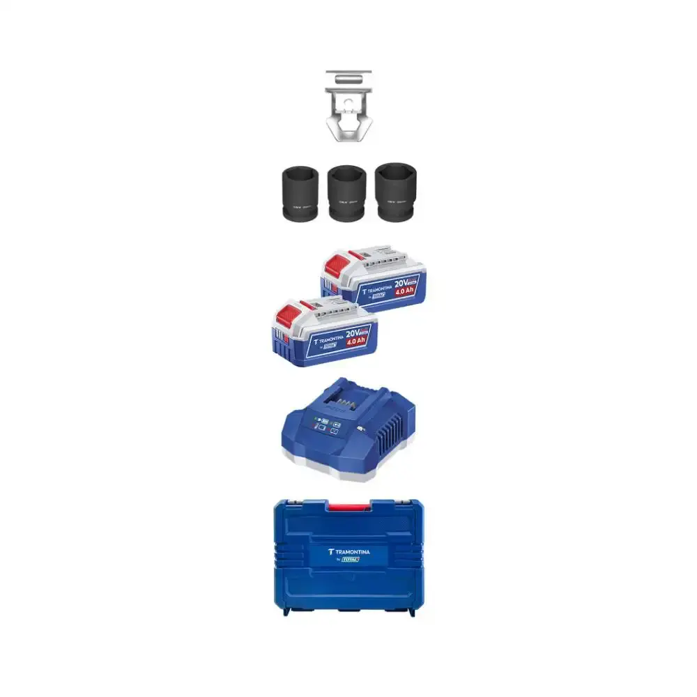 Chave Impacto 1/2POL 20V 500 N.m Brushless 2 baterias 20V 4Ah Carregador Maleta TRAMONTINA — fotografia 5