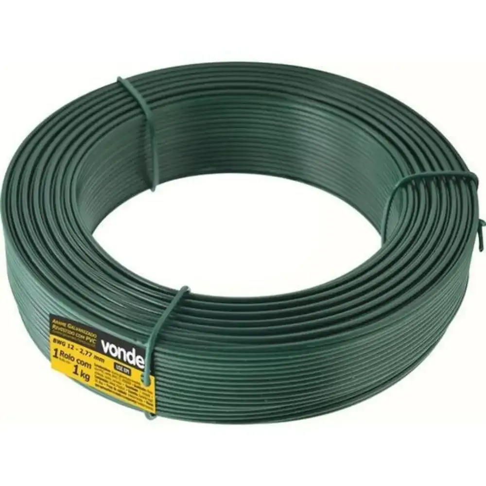 Arame revestido com PVC verde 1KG BWG12 Vonder