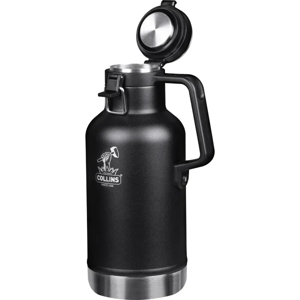 Growler térmico em aço inoxidável preto 1,9L Collins — fotografia 3