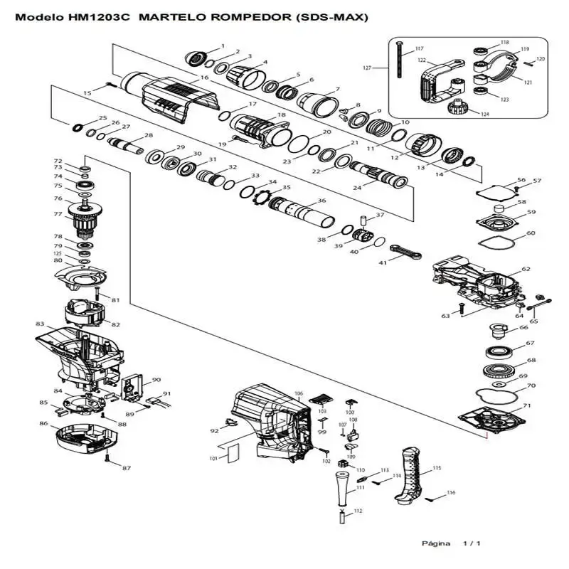Induzido para martelo rompedor HM1203C em 110V 510309-7 Makita 110 V — fotografia 4