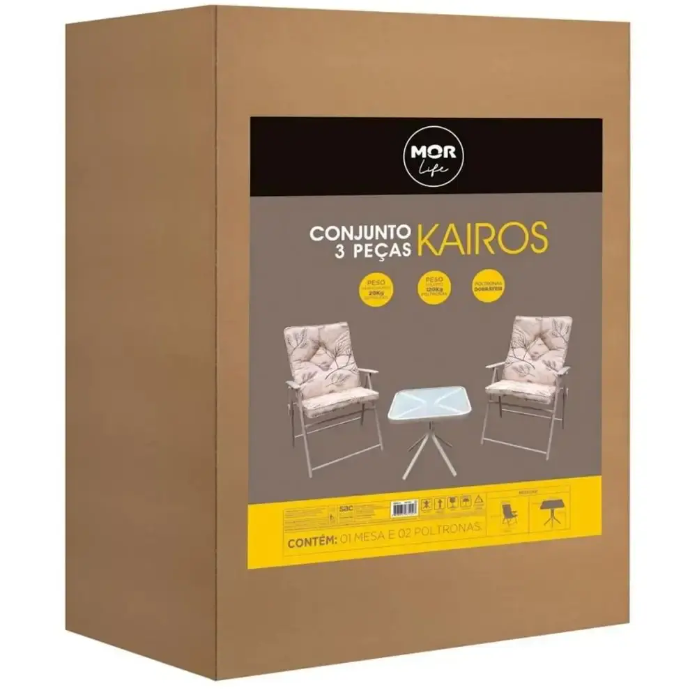 Conjunto de mesa e cadeiras 3 peças kairos Mor — fotografia 7