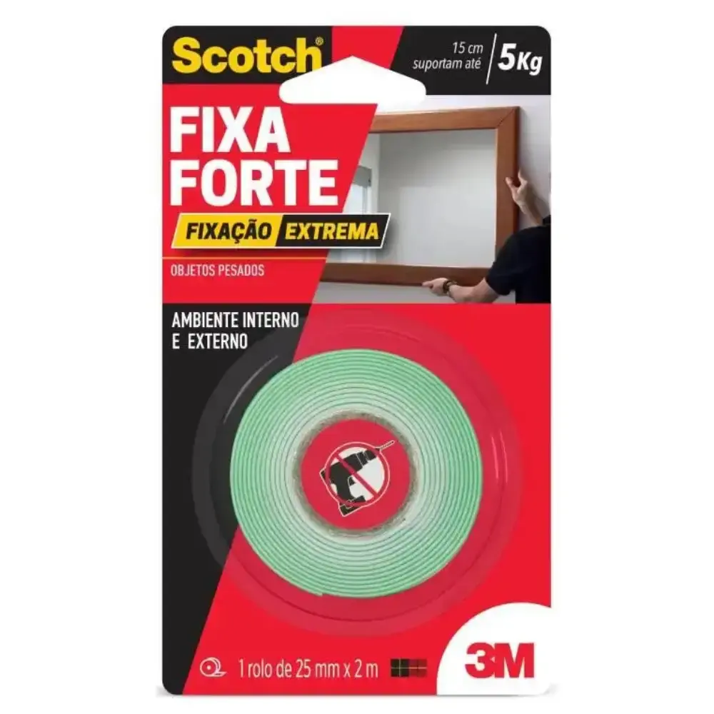 Fita Dupla Face 25 MM x 2 Metros Transparente Fixa Forte Extreme 3M — fotografia de referência