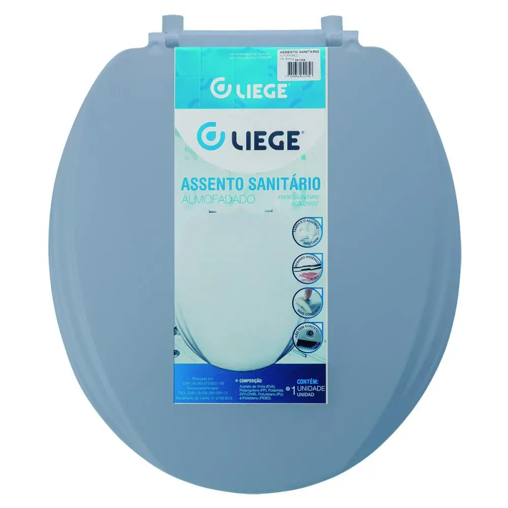 Assento sanitário almofadado de plástico cinza Liege — fotografia 4