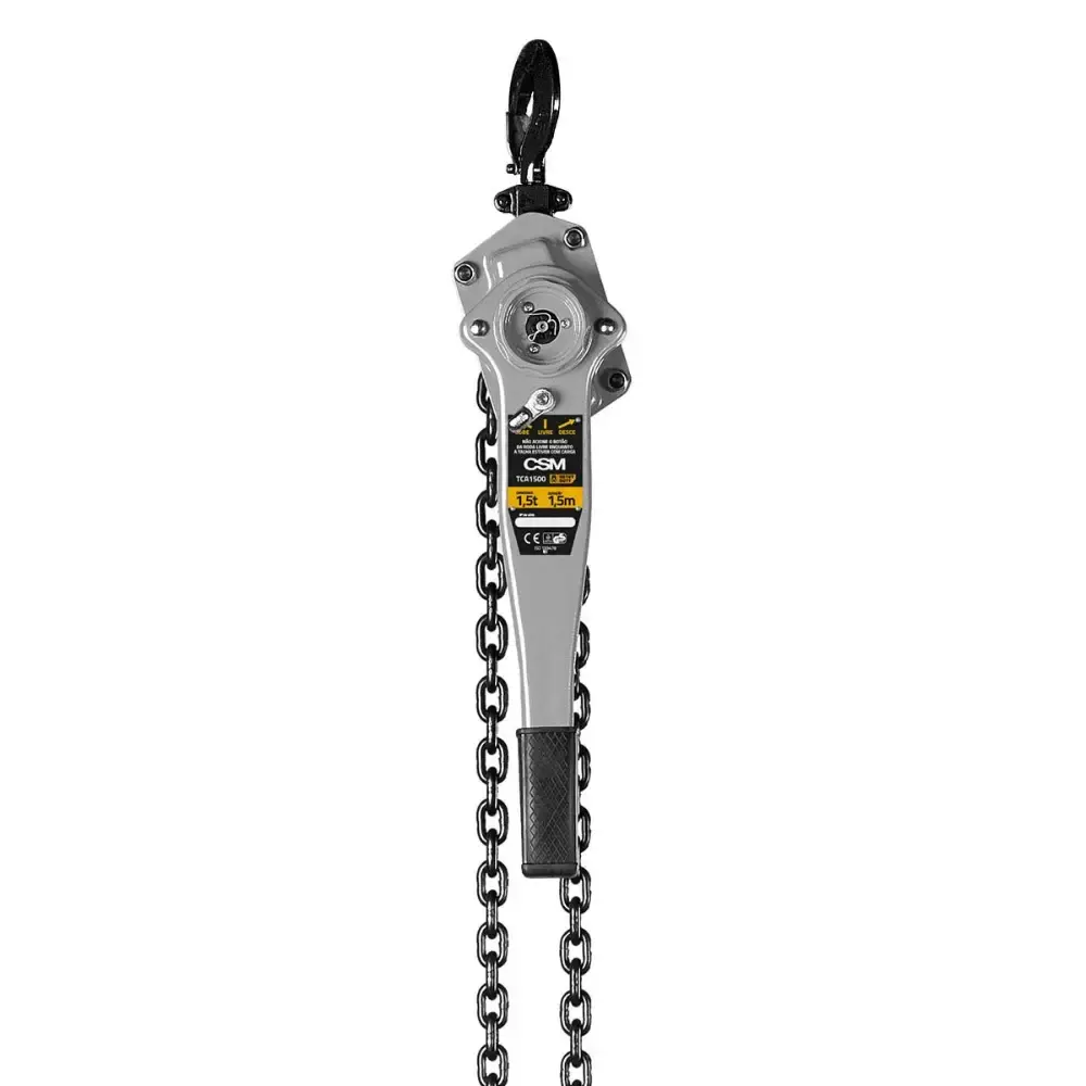 Talha manual de corrente com alavanca 1.5 TON elevação 1.5 metros TCA 1500 CSM