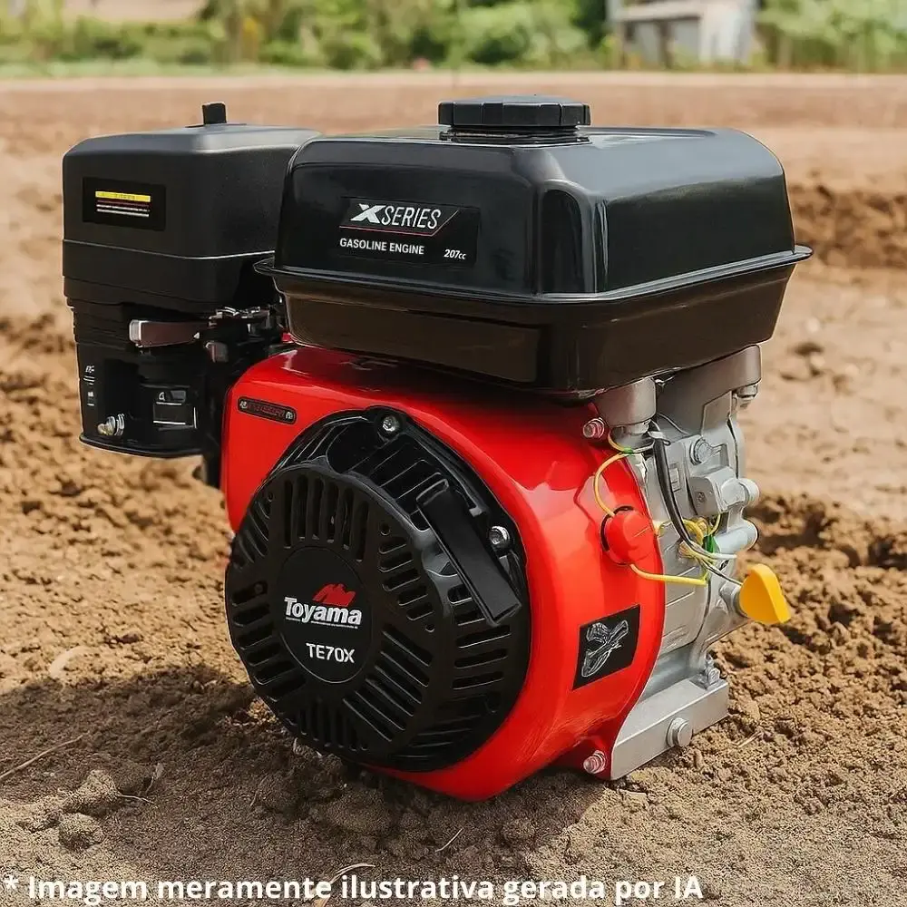 Compressor de ar 10 pés 100 litros motomil com motor gasolina 7HP HP 4T partida manual TE70X Toyama — fotografia 4