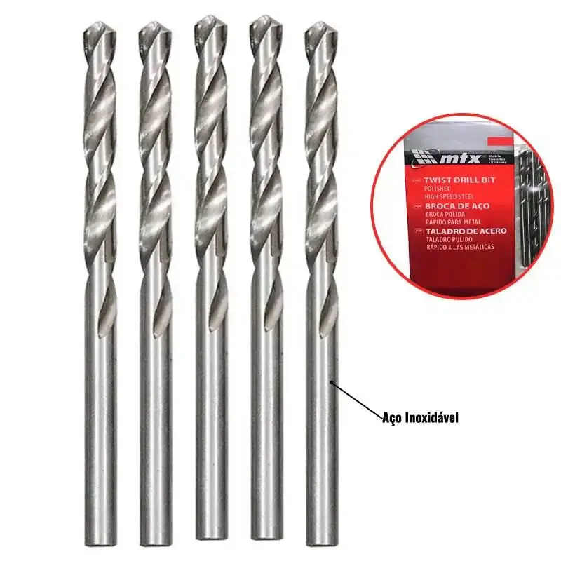 Broca de aço rápido 13 MM kit com 5 peças para metais 720309 MTX