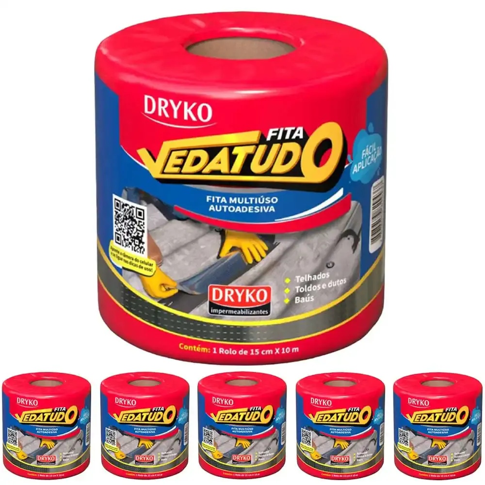 Fita Asfáltica Vedatudo 15 cm x 10 m 6 Unidades DRYKO — fotografia de referência