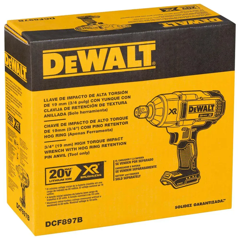Chave de impacto à bateria 3/4 1900RPM 20V max xr Dewalt — fotografia 3
