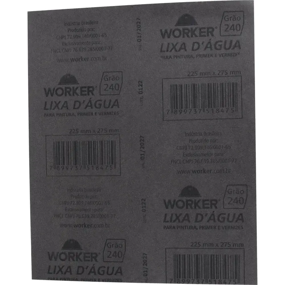 Lixa d água grão 240 225MM x 275MM Worker — fotografia 8