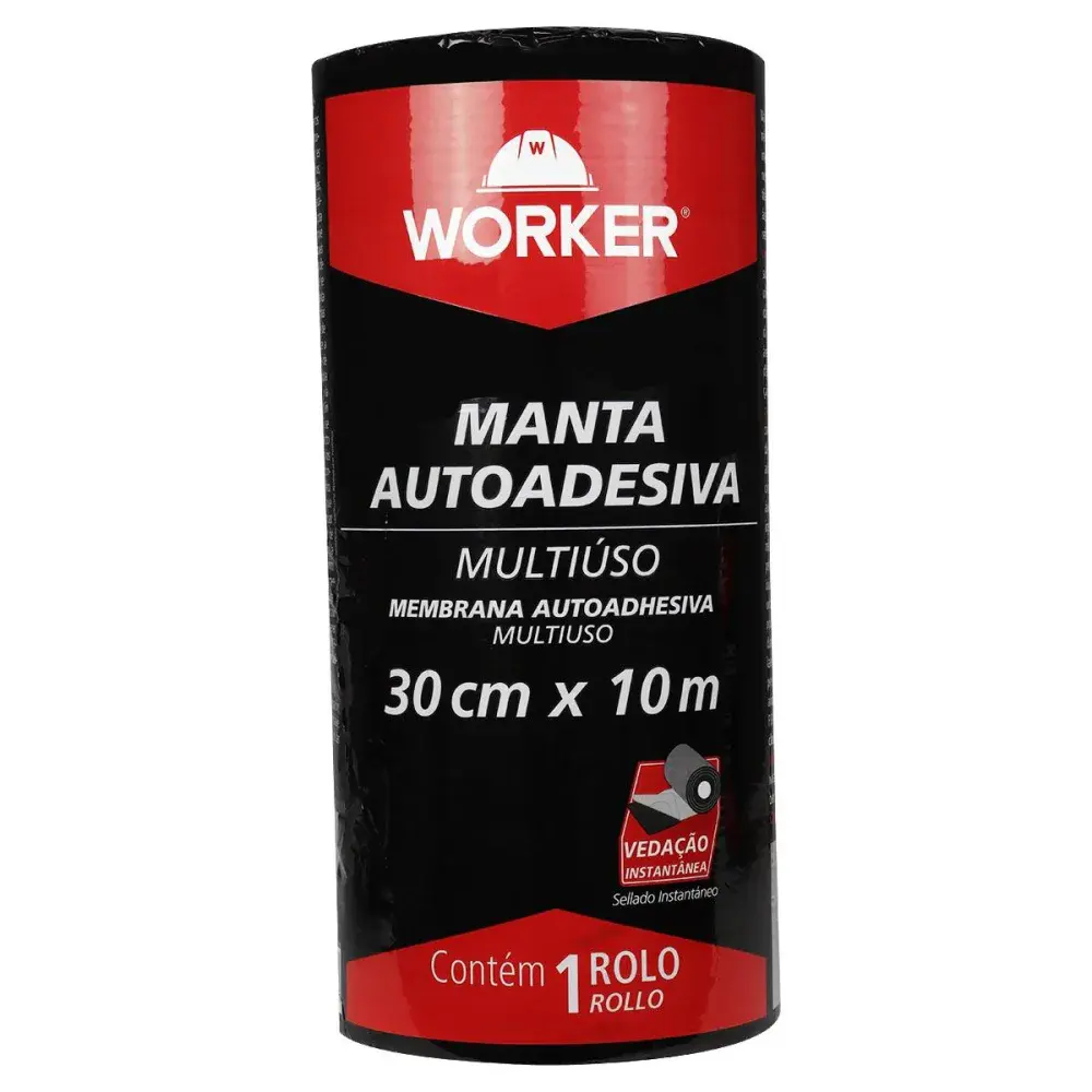 Fita manta asfáltica autoadesiva alumínio 30CM x 10M Worker — fotografia 4