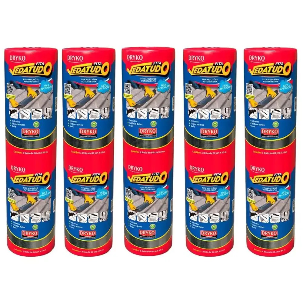 Fita Autoadesiva Asfáltica Vedatudo 60 cm x 10 m 5 Unidades DRYKO