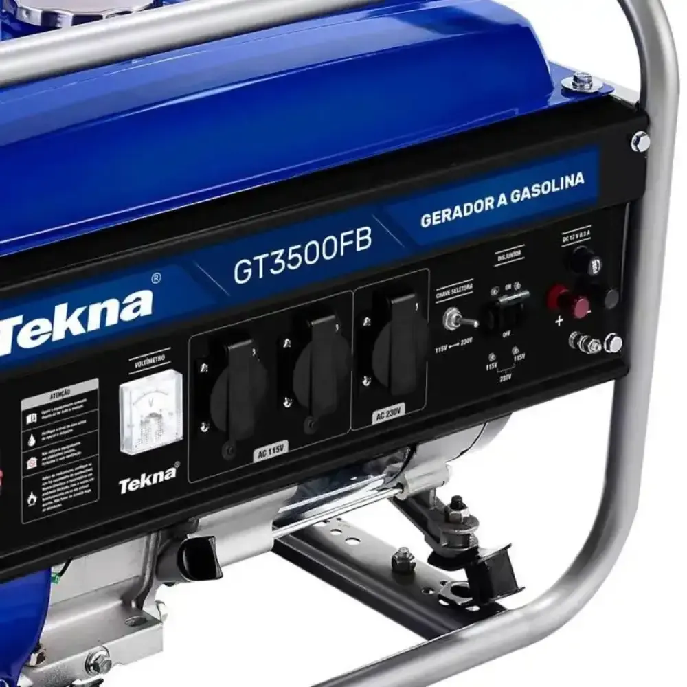 Gerador de energia à gasolina 6.5HP 3.1KVA 4 tempos bivolt GT3500FB Tekna — fotografia 5