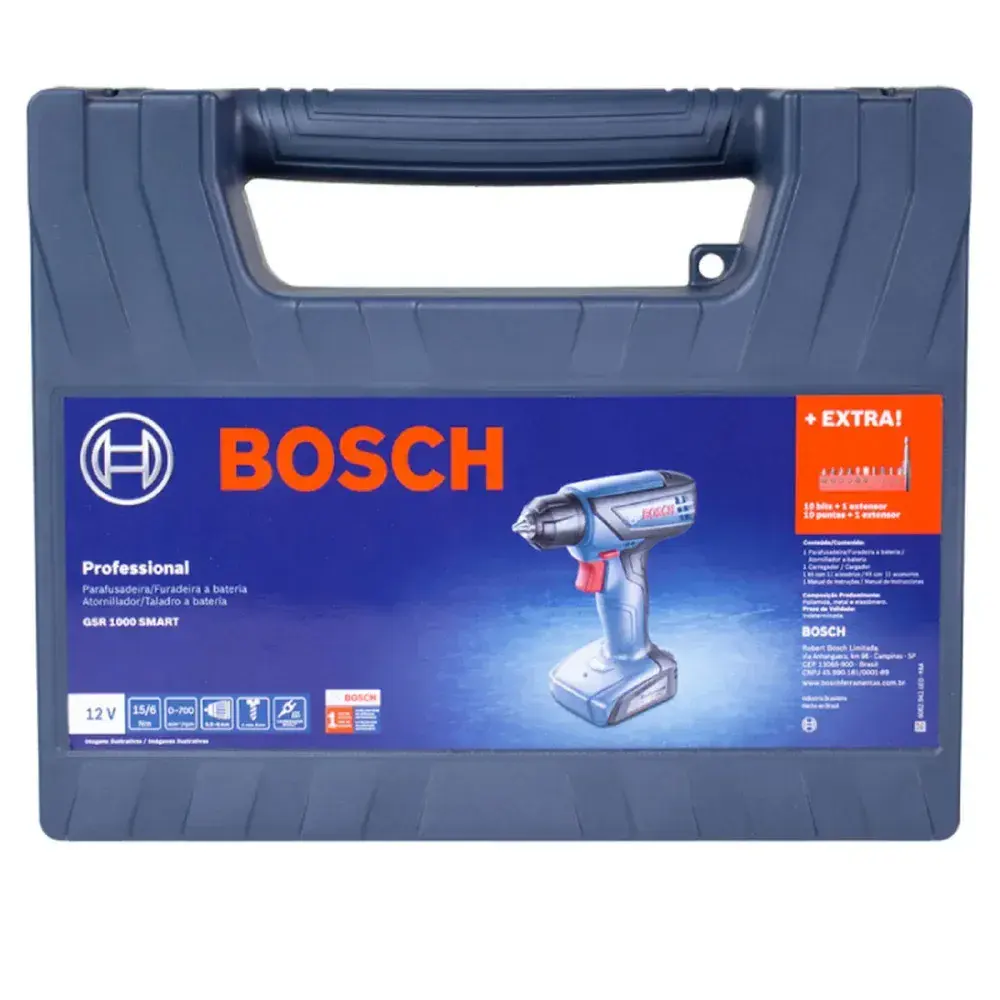 Furadeira parafusadeira GSR1000 smart 12V com 32 bits e maleta Bosch — fotografia 10