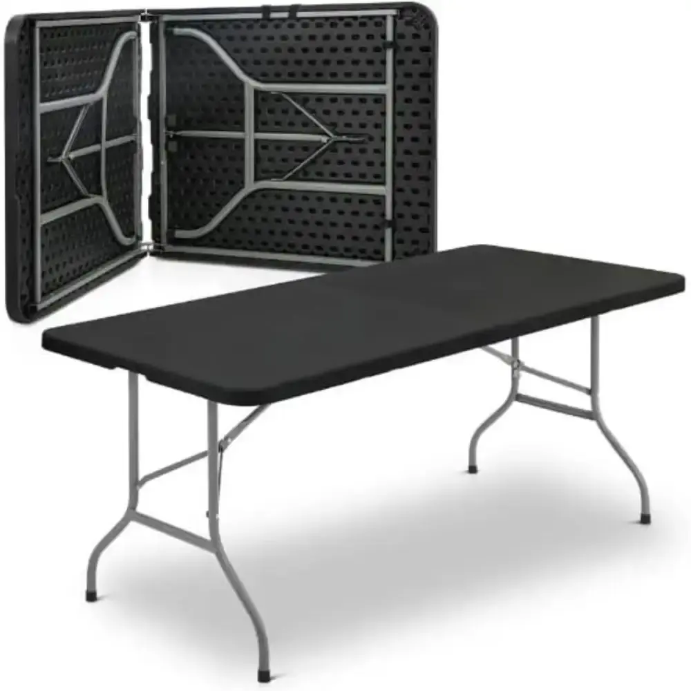 Mesa Dobrável Vira Maleta com Alça 180 × 70 CM Portátil até 150 KG ZELT Preto — fotografia 9