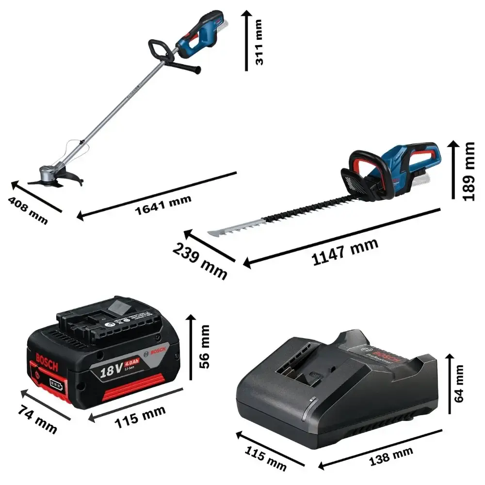 Roçadeira GRF 18V-23 com aparador de cerca viva e bateria 18V 4,0AH carregador bivolt Bosch — fotografia 3