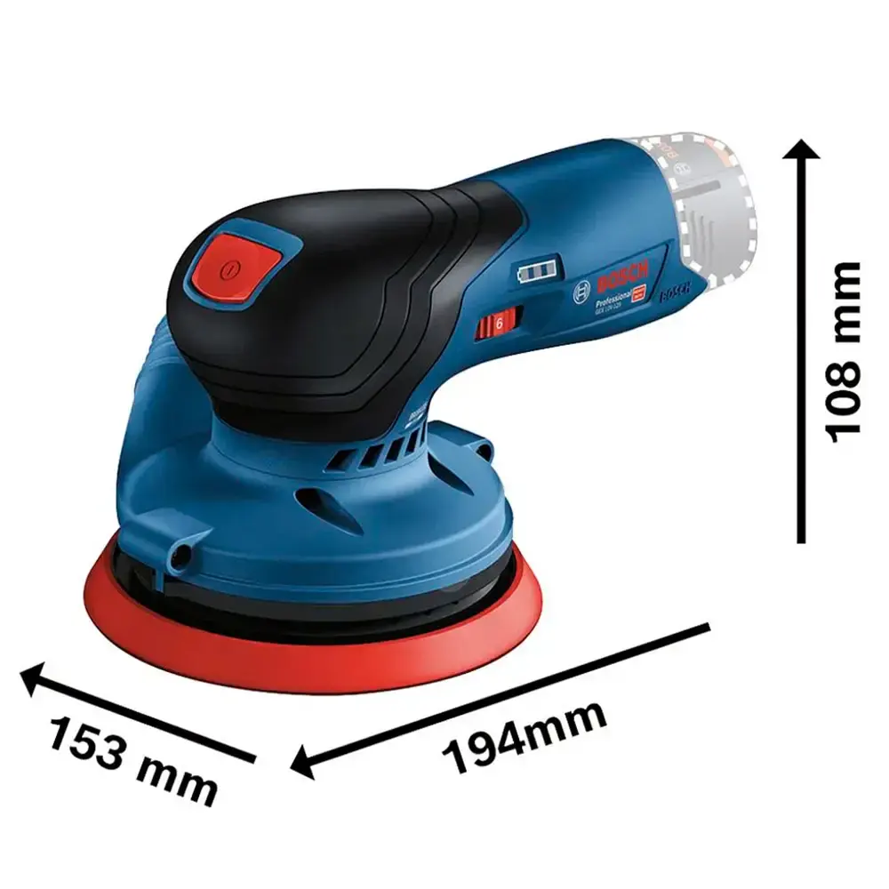 Lixadeira roto orbital 5 POL à bateria 12V brushless sem bateria e sem carregador GEX 12V-125 Bosch — fotografia 4